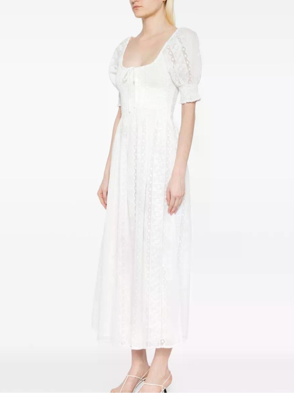 Hill House White Eyelet Maxi Dress with Puff Sleeves-The Nap Dress
